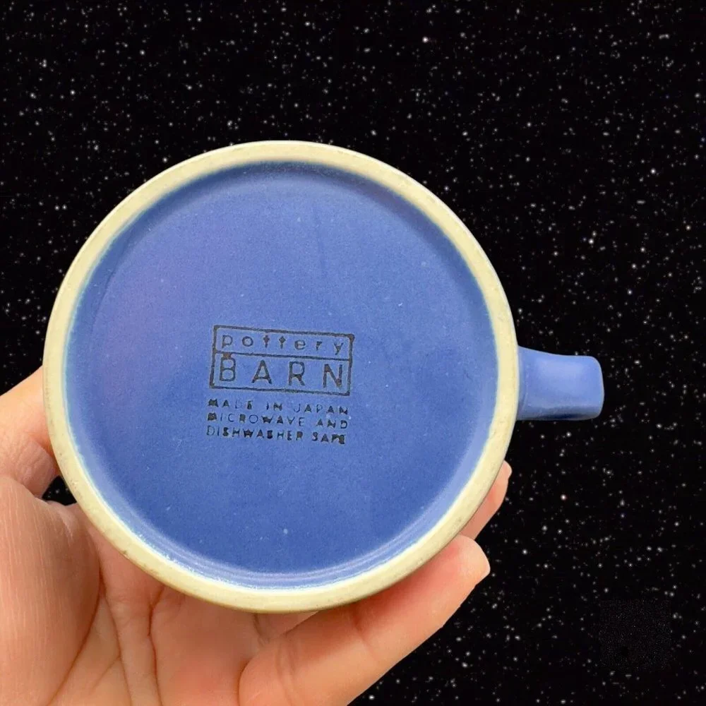 Pottery Barn Blue Coffee Mug Cup Set 4‎ Japan Ceramic 2.5”T 4.25”W